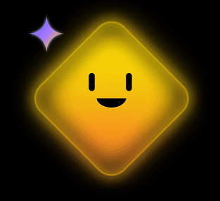 BiBi — a smiling golden diamond mascot with a soft glow
